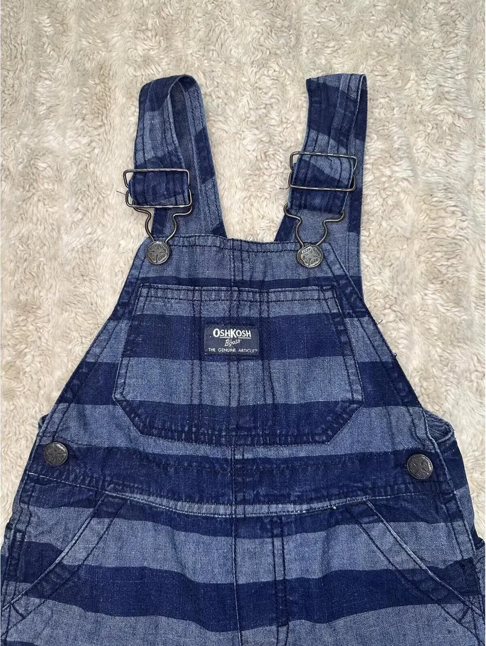 OshKosh B'gosh cotton overalls 4T navy/chambray striped classic vintage-inspired